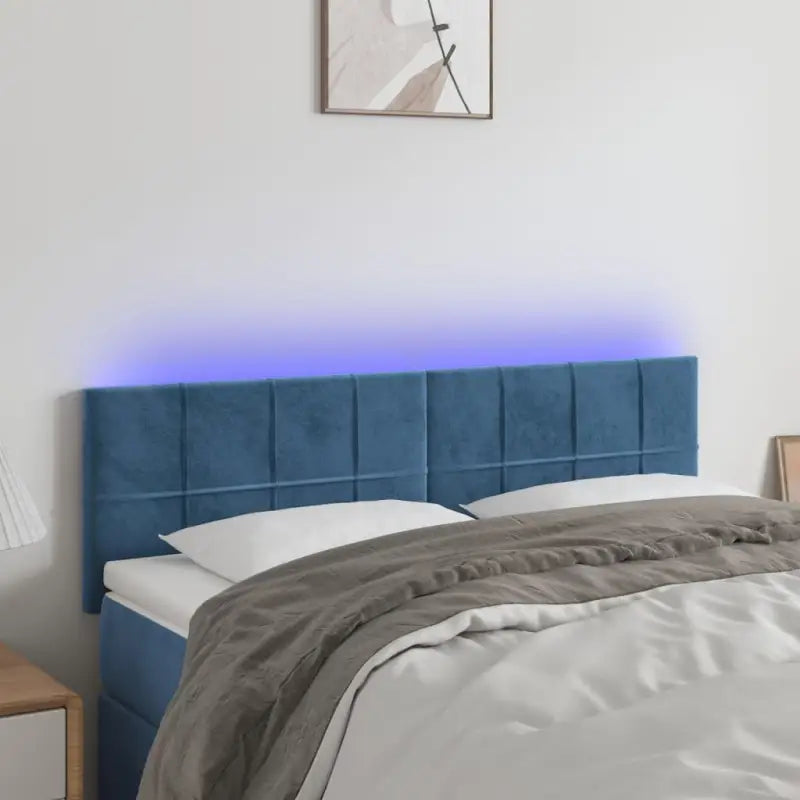 Klassiek LED Hoofdbord en Voetborden voor een Modern Slaapkamergevoel - Donkerblauw / 144 x 5 x 78/88 cm / 1