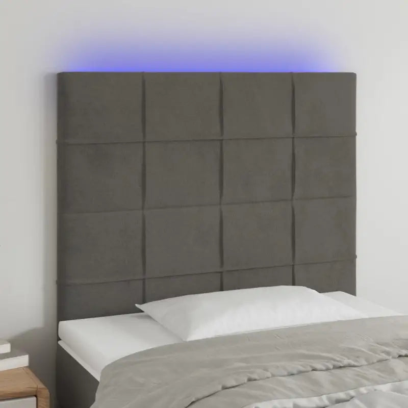 Klassiek LED Hoofdbord en Voetborden voor een Modern Slaapkamergevoel - Donkergrijs / 80 x 5 x 118/128 cm / 1