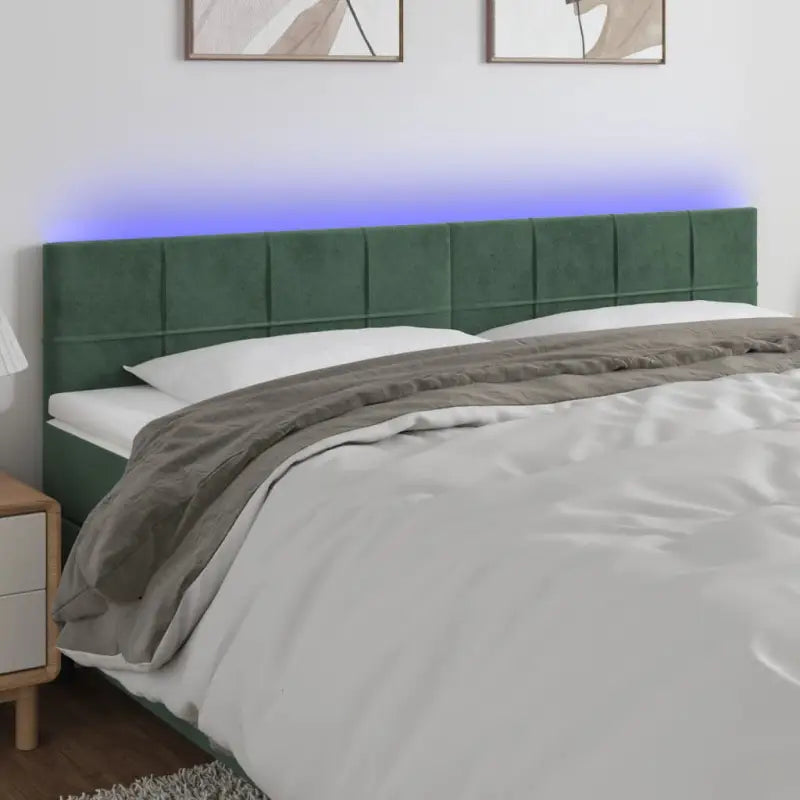 Klassiek LED Hoofdbord en Voetborden voor een Modern Slaapkamergevoel - Donkergroen / 160 x 5 x 78/88 cm / 1