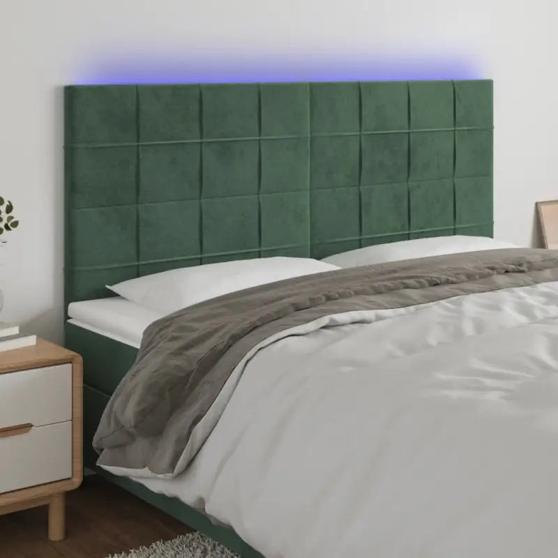 Klassiek LED Hoofdbord en Voetborden voor een Modern Slaapkamergevoel - Donkergroen / 160 x 5 x 118/128 cm / 1