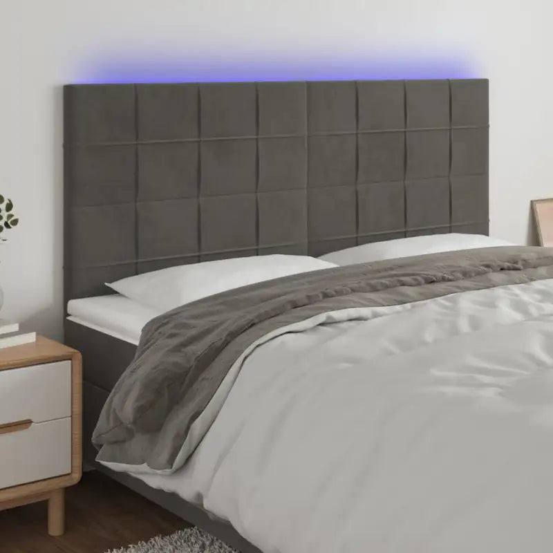 Klassiek LED Hoofdbord en Voetborden voor een Modern Slaapkamergevoel - Donkergrijs / 200 x 5 x 118/128 cm / 1