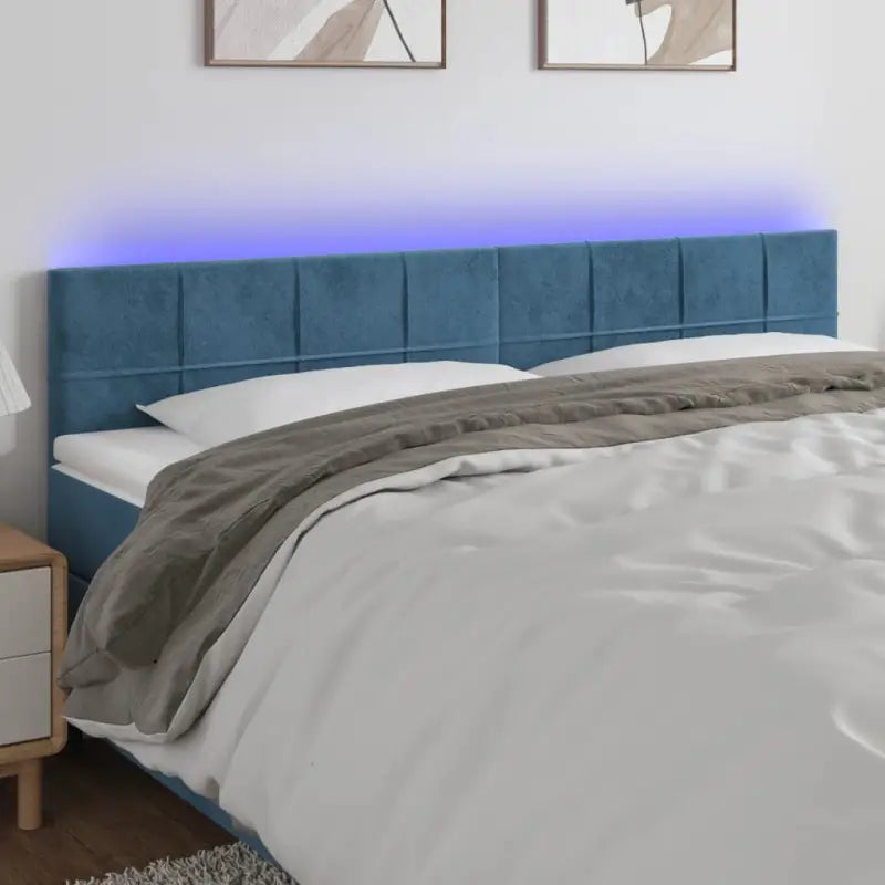Klassiek LED Hoofdbord en Voetborden voor een Modern Slaapkamergevoel - Donkerblauw / 160 x 5 x 78/88 cm / 1