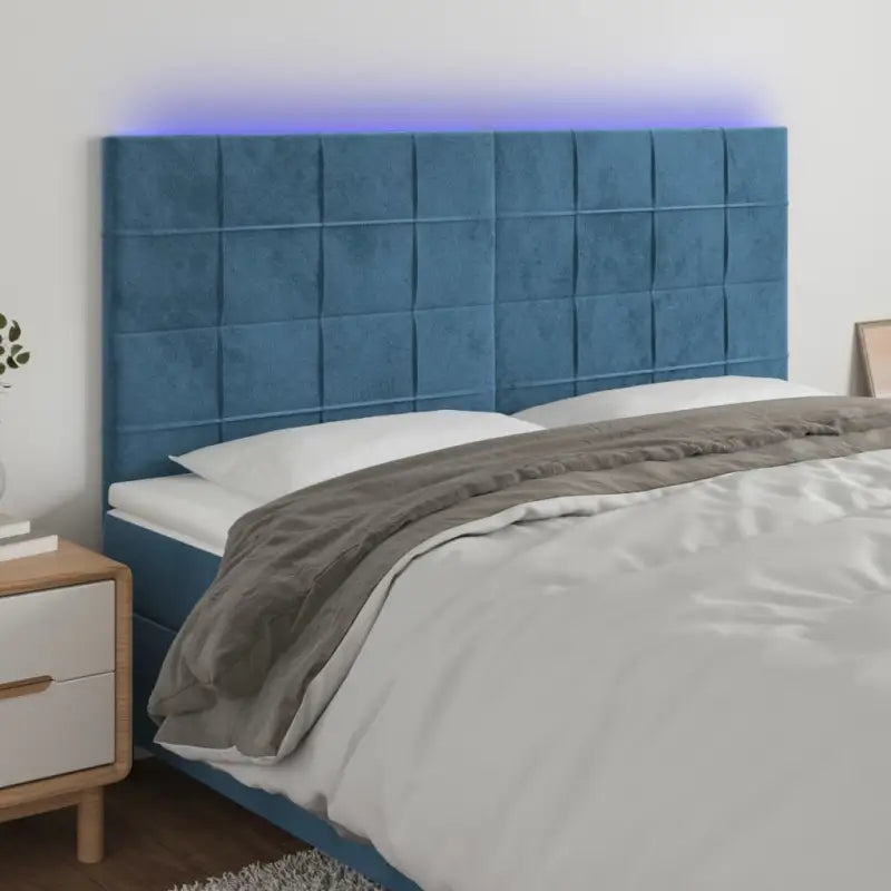 Klassiek LED Hoofdbord en Voetborden voor een Modern Slaapkamergevoel - Donkerblauw / 180 x 5 x 118/128 cm / 1