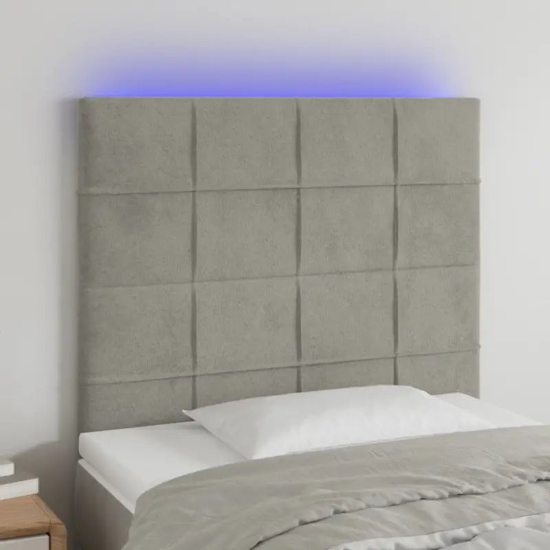 Klassiek LED Hoofdbord en Voetborden voor een Modern Slaapkamergevoel - Lichtgrijs / 90 x 5 x 118/128 cm / 1