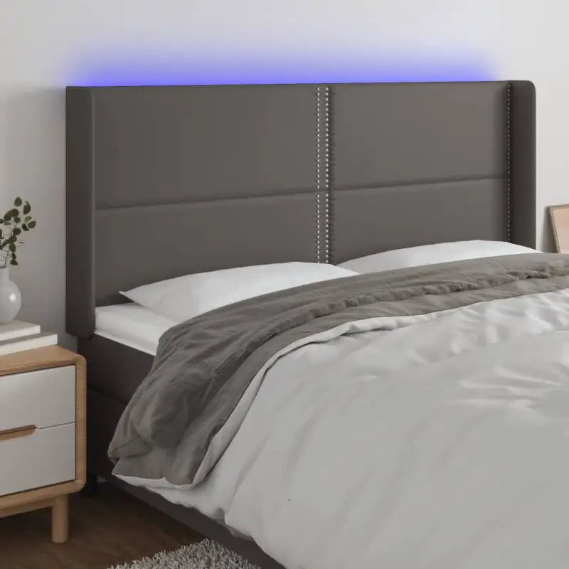 Klassiek LED Hoofdbord voor een Modern en Elegant Slaapkamer Designe - Grijs / 203 x 16 x 118/128 cm / 1 - Hoofdborden