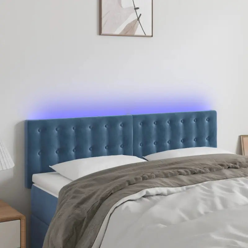 Klassiek LED Hoofdbord voor een Modern Slaapkamergevoel - Donkerblauw / 144 x 5 x 78/88 cm / 1 - Hoofdborden
