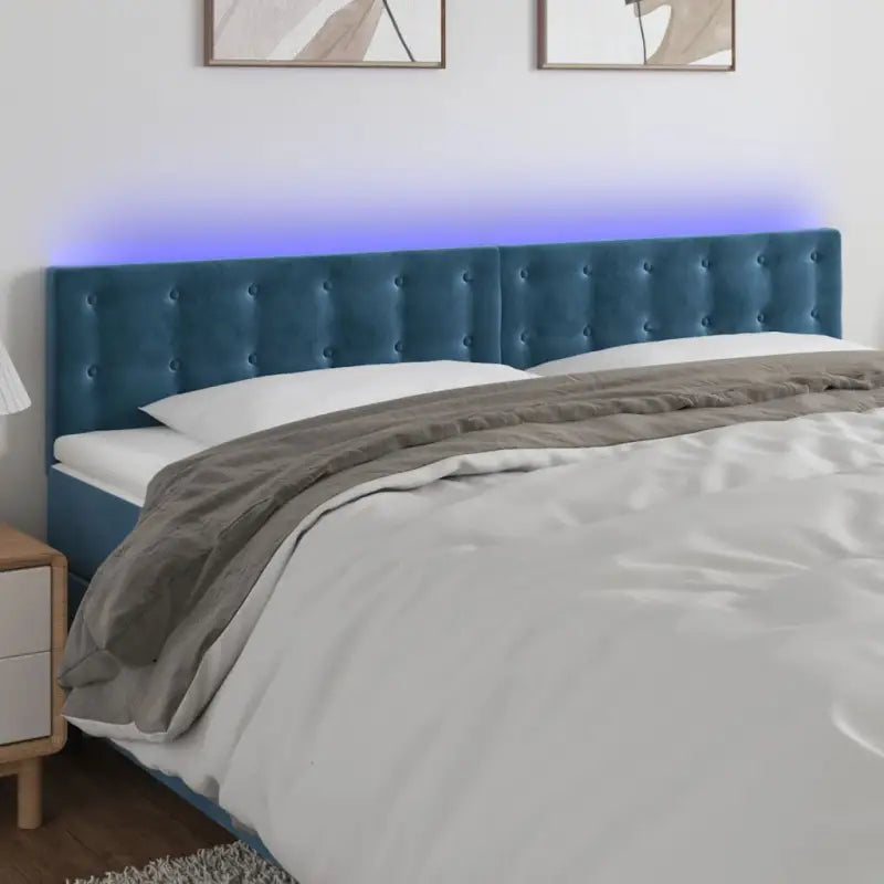 Klassiek LED Hoofdbord voor een Modern Slaapkamergevoel - Donkerblauw / 200 x 5 x 78/88 cm / 1 - Hoofdborden