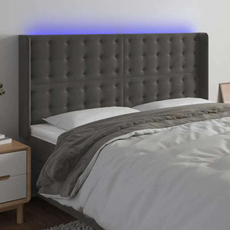 Klassiek LED Hoofdbord voor een Modern Slaapkamergevoel - Donkergrijs / 163 x 16 x 118/128 cm / 1 - Hoofdborden