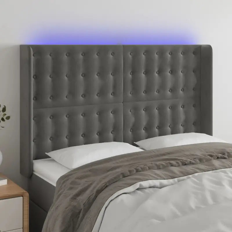 Klassiek LED Hoofdbord voor een Modern Slaapkamergevoel - Donkergrijs / 147 x 16 x 118/128 cm / 1 - Hoofdborden