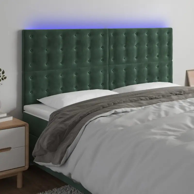 Klassiek LED Hoofdbord voor een Modern Slaapkamergevoel - Donkergroen / 200 x 5 x 118/128 cm / 1 - Hoofdborden