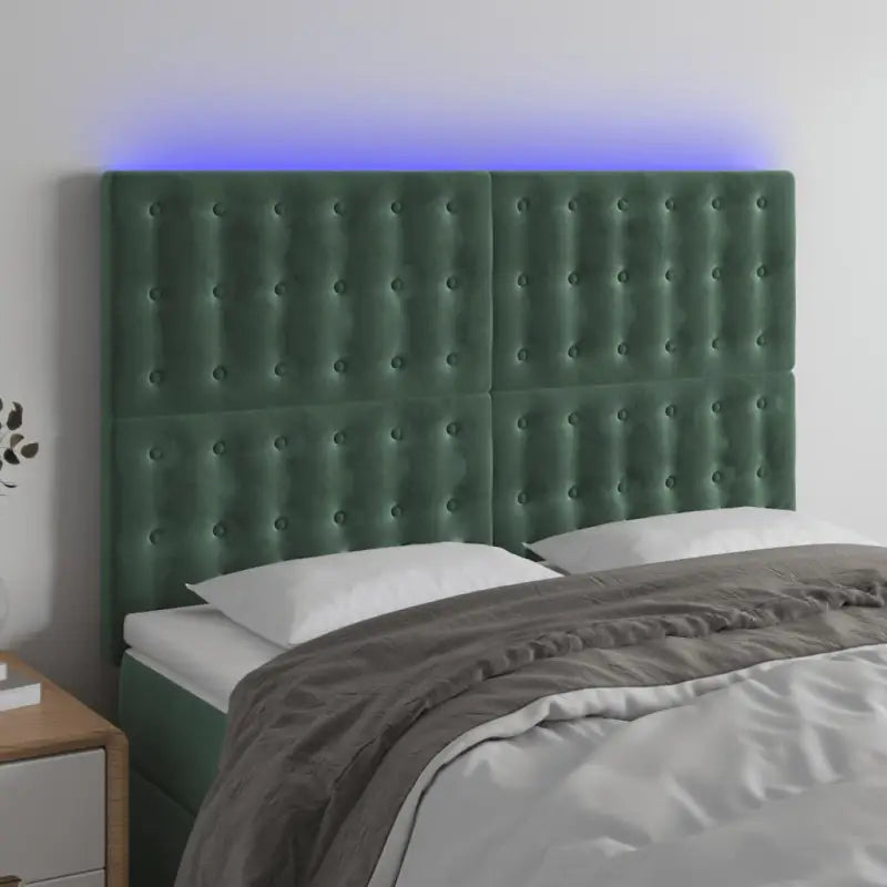 Klassiek LED Hoofdbord voor een Modern Slaapkamergevoel - Donkergroen / 144 x 5 x 118/128 cm / 1 - Hoofdborden