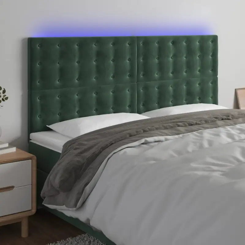 Klassiek LED Hoofdbord voor een Modern Slaapkamergevoel - Donkergroen / 180 x 5 x 118/128 cm / 1 - Hoofdborden