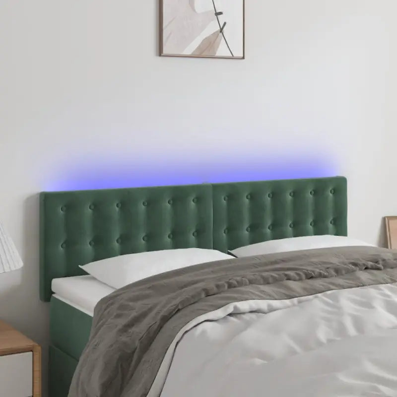 Klassiek LED Hoofdbord voor een Modern Slaapkamergevoel - Donkergroen / 144 x 5 x 78/88 cm / 1 - Hoofdborden