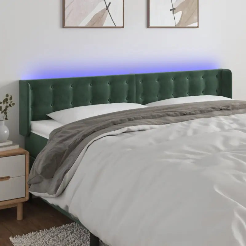 Klassiek LED Hoofdbord voor een Modern Slaapkamergevoel - Donkergroen / 203 x 16 x 78/88 cm / 1 - Hoofdborden