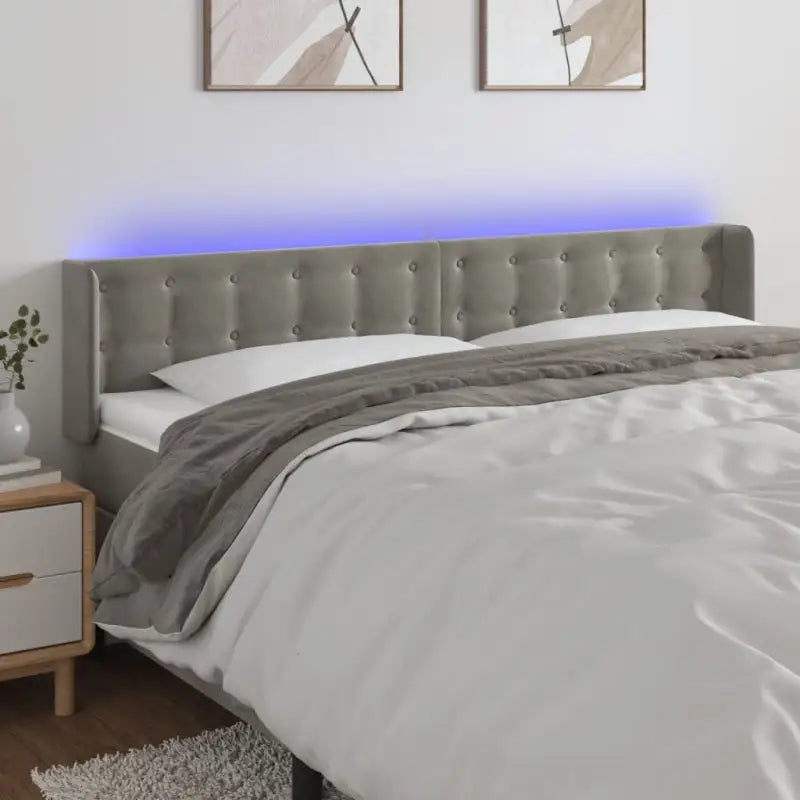 Klassiek LED Hoofdbord voor een Modern Slaapkamergevoel - Lichtgrijs / 163 x 16 x 78/88 cm / 1 - Hoofdborden