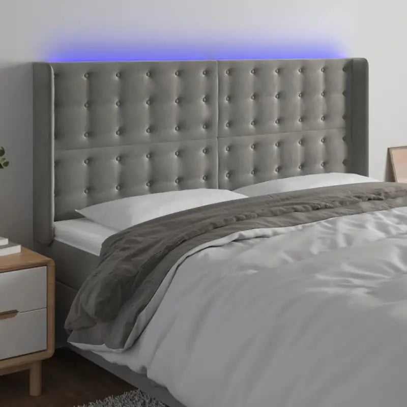 Klassiek LED Hoofdbord voor een Modern Slaapkamergevoel - Lichtgrijs / 183 x 16 x 118/128 cm / 1 - Hoofdborden
