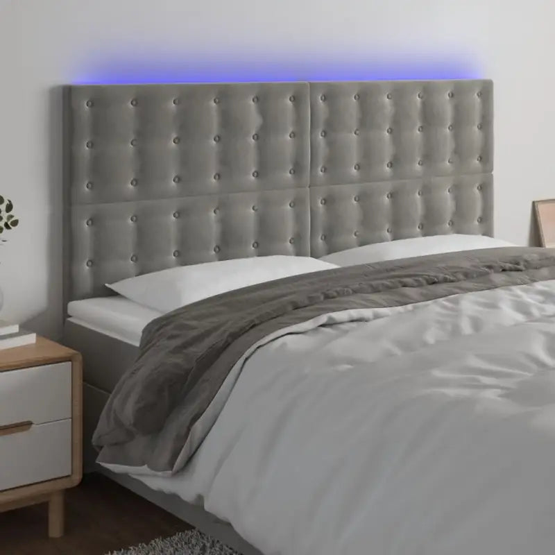 Klassiek LED Hoofdbord voor een Modern Slaapkamergevoel - Lichtgrijs / 160 x 5 x 118/128 cm / 1 - Hoofdborden
