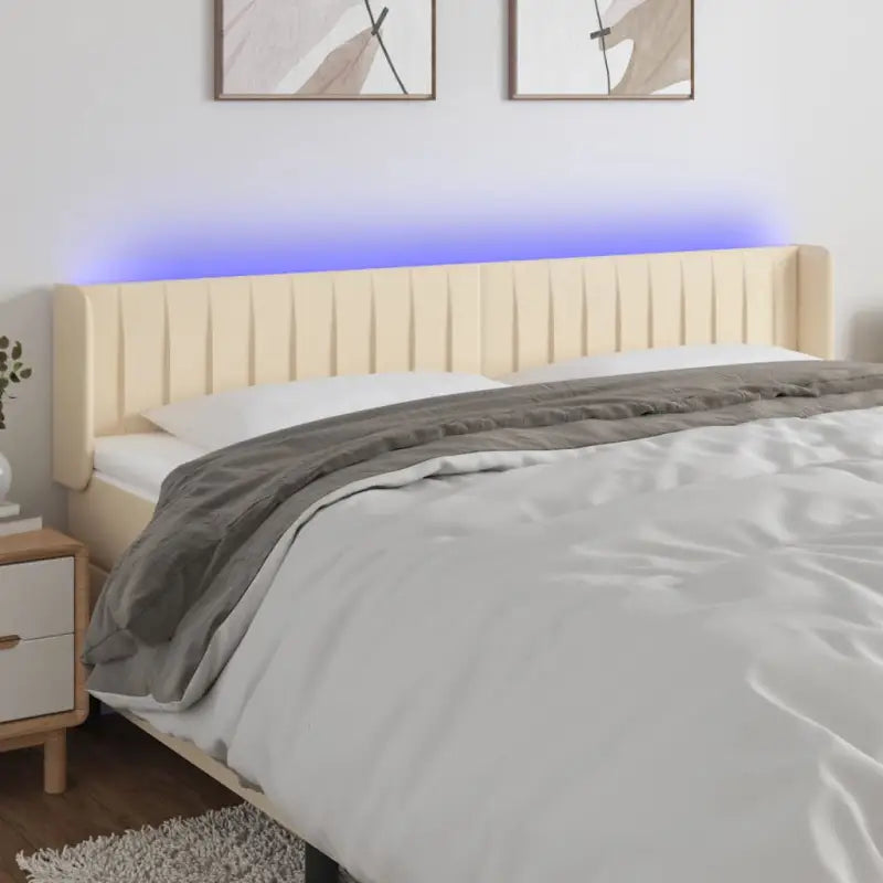 Klassiek LED Hoofdbord voor een moderne slaapkamer - Crème / 183 x 16 x 78/88 cm / 1 - Hoofdborden en voetborden