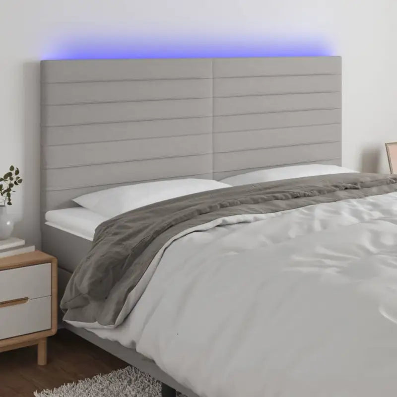 Klassiek LED Hoofdbord voor een moderne slaapkamer uitstraling - Lichtgrijs / 200 x 5 x 118/128 cm / 1 - Hoofdborden