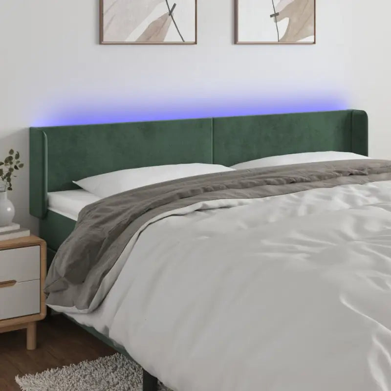 Klassiek LED-hoofdbord voor een moderne slaapkamer uitstraling - Donkergroen / 163 x 16 x 78/88 cm / 1 - Hoofdborden