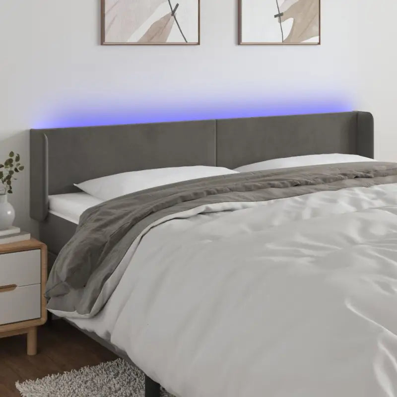 Klassiek LED-hoofdbord voor een moderne slaapkamer uitstraling - Donkergrijs / 163 x 16 x 78/88 cm / 1 - Hoofdborden