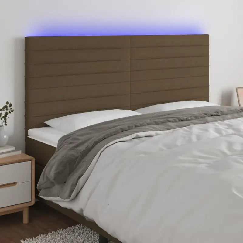 Klassiek LED Hoofdbord voor een moderne slaapkamer uitstraling - Donkerbruin / 200 x 5 x 118/128 cm / 1 - Hoofdborden