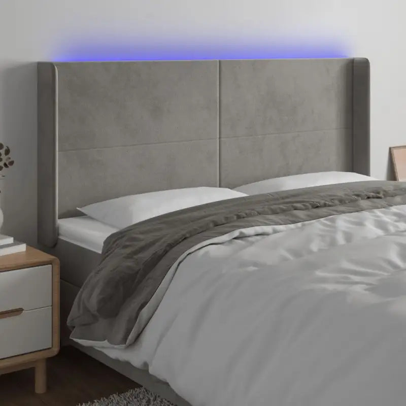 Klassiek LED-hoofdbord voor een moderne slaapkamer uitstraling - Lichtgrijs / 163 x 16 x 118/128 cm / 1 - Hoofdborden