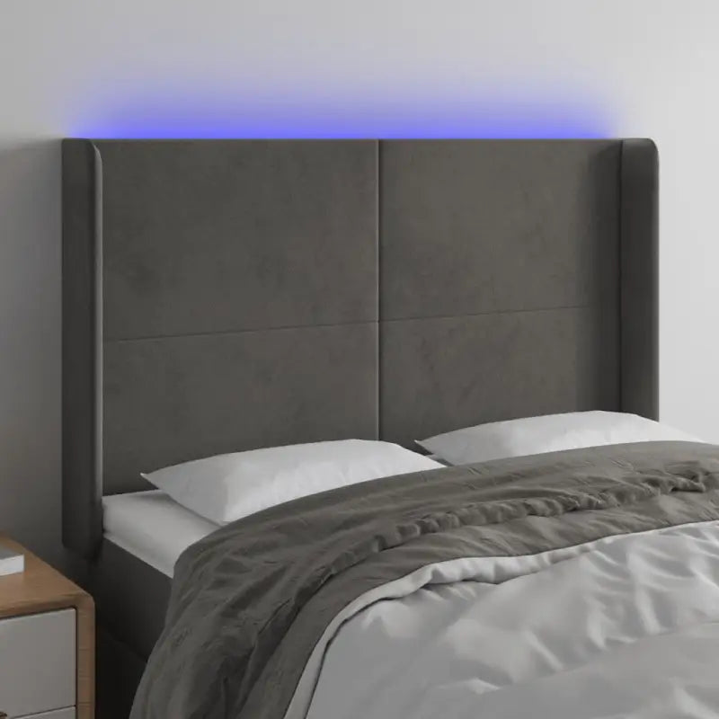 Klassiek LED-hoofdbord voor een moderne slaapkamer uitstraling - Donkergrijs / 147 x 16 x 118/128 cm / 1 - Hoofdborden
