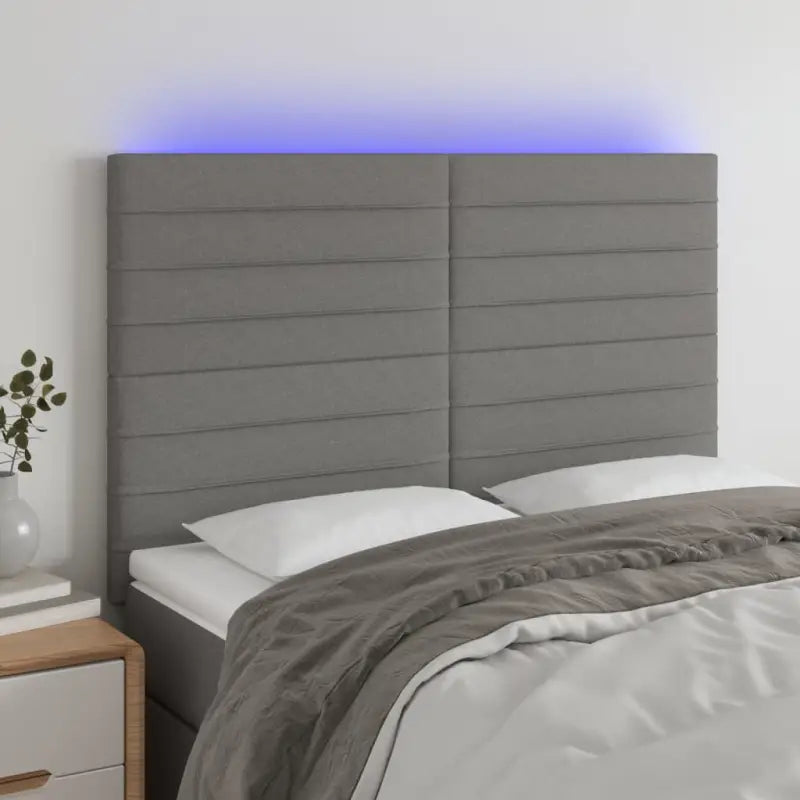 Klassiek LED Hoofdbord voor een moderne slaapkamer uitstraling - Donkergrijs / 144 x 5 x 118/128 cm / 1 - Hoofdborden