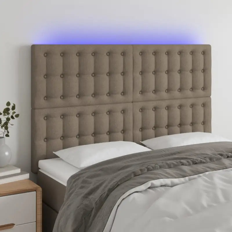 Klassiek LED Hoofdbord voor een moderne slaapkamer uitstraling - Taupe / 144 x 5 x 118/128 cm / 1 - Hoofdborden