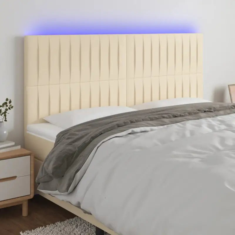 Klassiek LED Hoofdbord voor Moderne Slaapkamer - Crème / 200 x 5 x 118/128 cm / 1 - Hoofdborden en voetborden