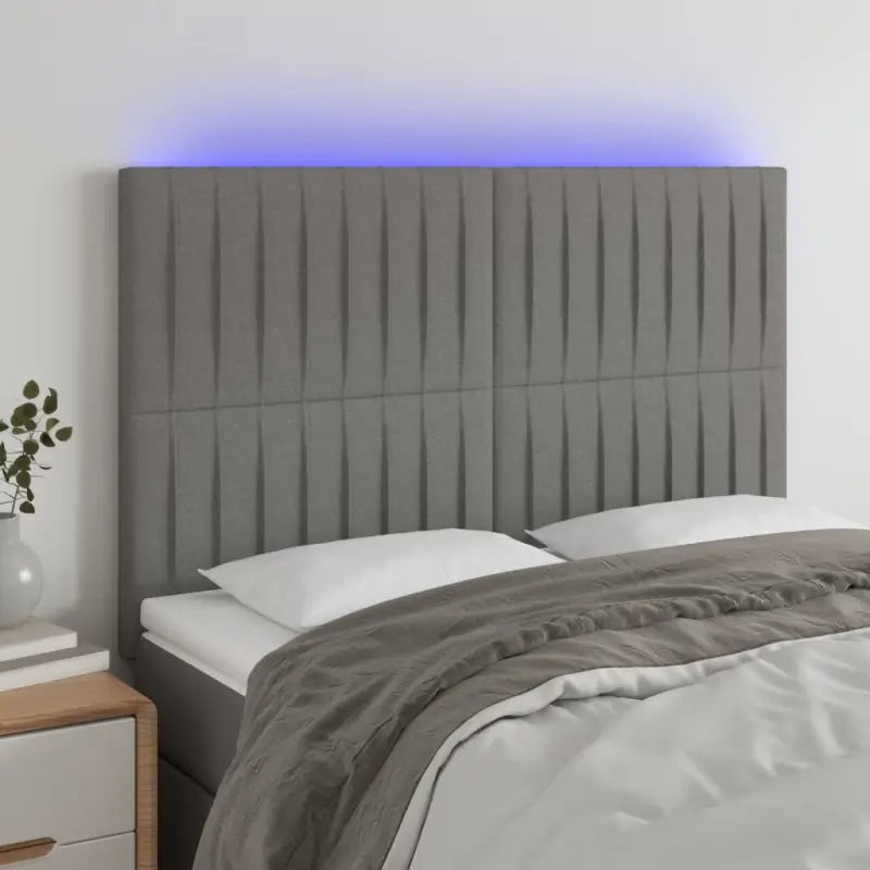 Klassiek LED Hoofdbord voor Moderne Slaapkamer - Donkergrijs / 144 x 5 x 118/128 cm / 1 - Hoofdborden en voetborden