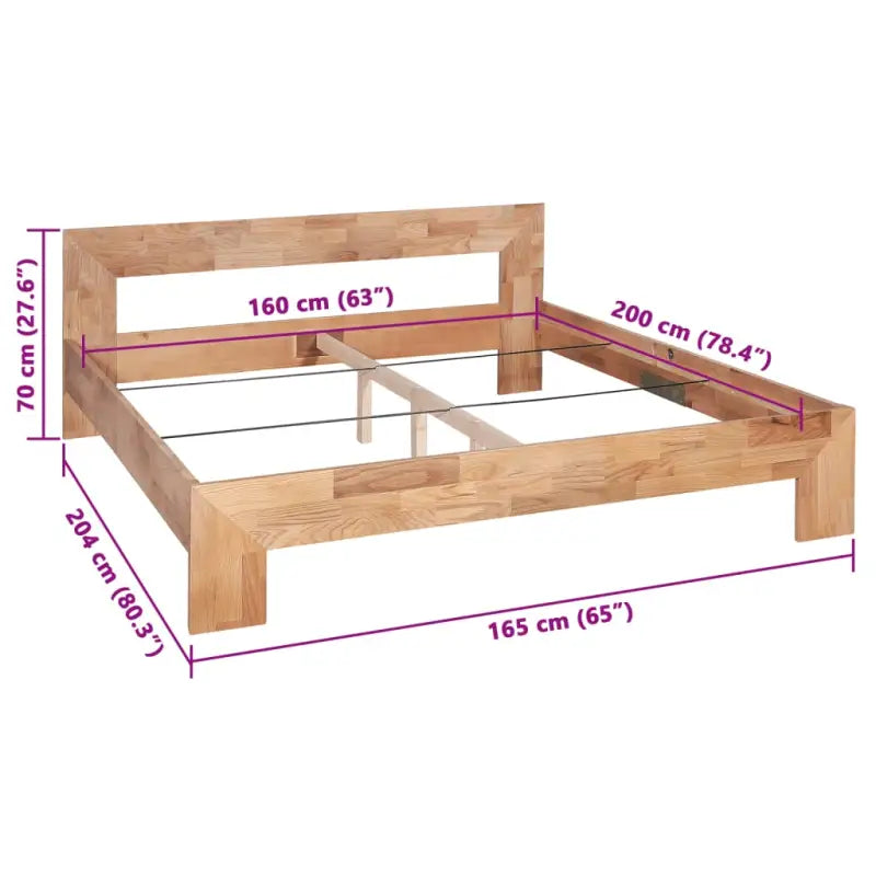 Klassiek massief eikenhout bedframe met elegante uitstraling - 160 x 200 cm - Bedden & bedframes