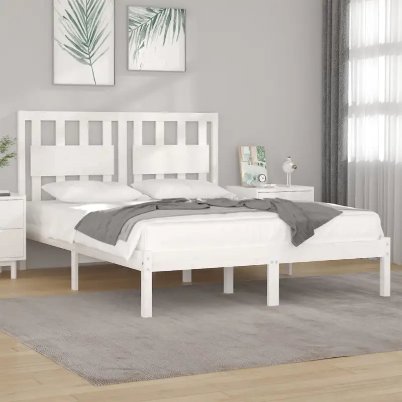 Klassiek massief grenenhout bedframe met levering bevat - Wit / 140 x 190 cm - Bedden & bedframes