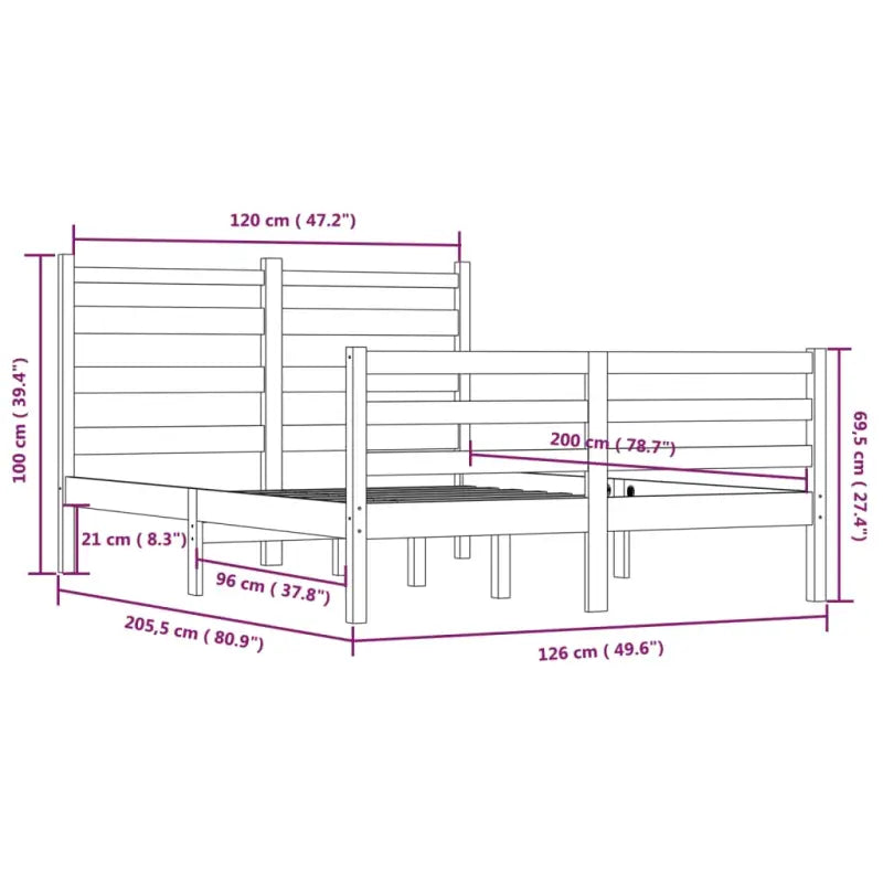 Klassiek massief grenenhouten bedframe met aanvullende ondersteuning - Bedden & bedframes