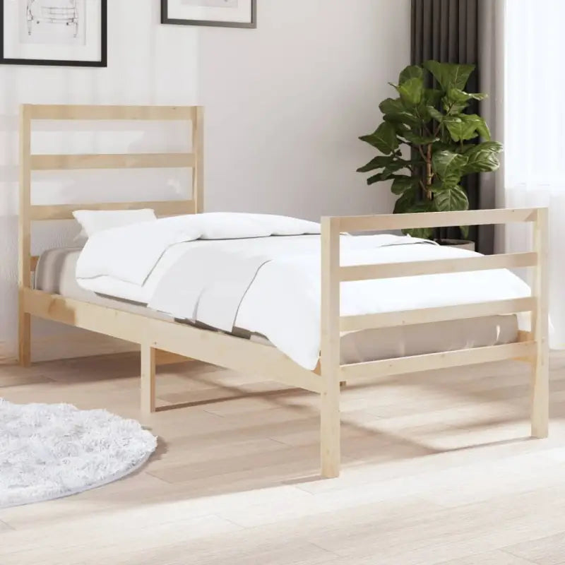 Klassiek massief grenenhouten bedframe met aanvullende ondersteuning - Naturel / 90 x 190 cm - Bedden & bedframes