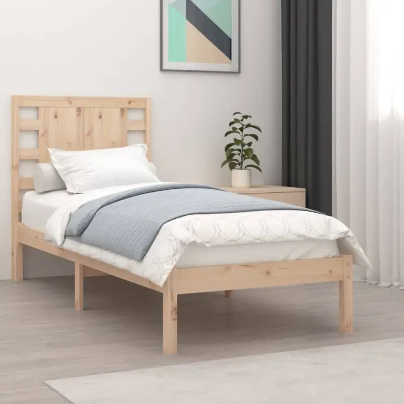 Klassiek massief grenenhouten bedframe met aanvullende ondersteuning - Naturel / 75 x 190 cm - Bedden & bedframes
