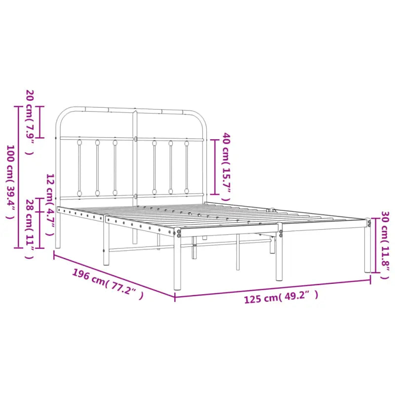 Klassiek metalen bedframe met extra opbergruimte en metalen latten - Bedden & bedframes