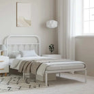 Klassiek metalen bedframe met extra opbergruimte en metalen latten - Wit / 100 x 190 cm / met hoofdbord - Bedden &