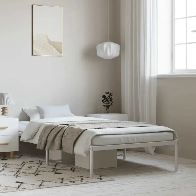 Klassiek metalen bedframe met extra opbergruimte en metalen latten - Wit / 100 x 190 cm / zonder hoofdbord - Bedden &