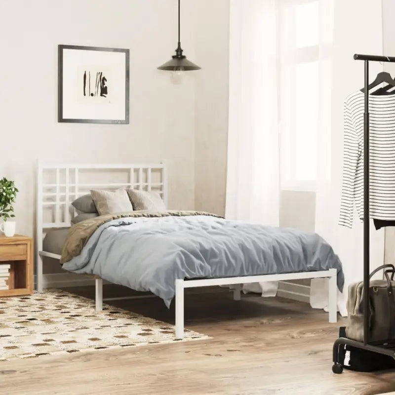 Klassiek metalen bedframe met extra opbergruimte en metalen latten - Wit / 100 x 200 cm / met hoofdbord - Bedden &