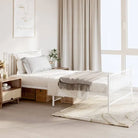 Klassiek metalen bedframe met extra opbergruimte en metalen latten - Wit / 107 x 203 cm / met hoofdbord & voetbord