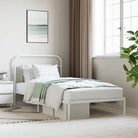 Klassiek metalen bedframe met extra opbergruimte en metalen latten - Wit / 107 x 203 cm / met hoofdbord - Bedden &