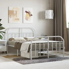 Klassiek metalen bedframe met extra opbergruimte en metalen latten - Wit / 120 x 190 cm / met hoofdbord & voetbord