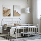 Klassiek metalen bedframe met extra opbergruimte en metalen latten - Wit / 135 x 190 cm / met hoofdbord & voetbord
