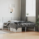 Klassiek metalen bedframe met extra opbergruimte en metalen latten - Wit / 140 x 200 cm / met hoofdbord - Bedden &
