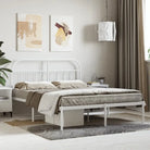 Klassiek metalen bedframe met extra opbergruimte en metalen latten - Wit / 140 x 190 cm / met hoofdbord - Bedden &