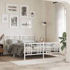 Klassiek metalen bedframe met extra opbergruimte en metalen latten - Wit / 160 x 200 cm / met hoofdbord & voetbord