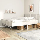 Klassiek metalen bedframe met extra opbergruimte en metalen latten - Wit / 180 x 200 cm / met hoofdbord & voetbord
