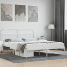 Klassiek metalen bedframe met extra opbergruimte en metalen latten - Wit / 180 x 200 cm / met hoofdbord - Bedden &